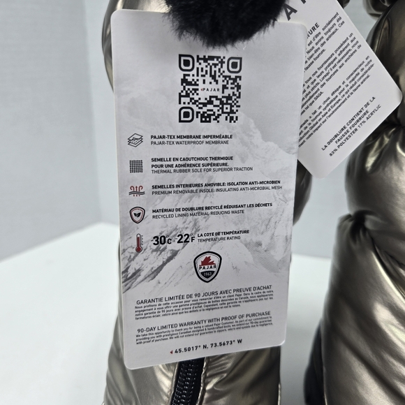 Pajar Toboggan 2.0 Women's Gold Stellare Rain Winter Snow Boots Size 7 - Picture 11 of 15